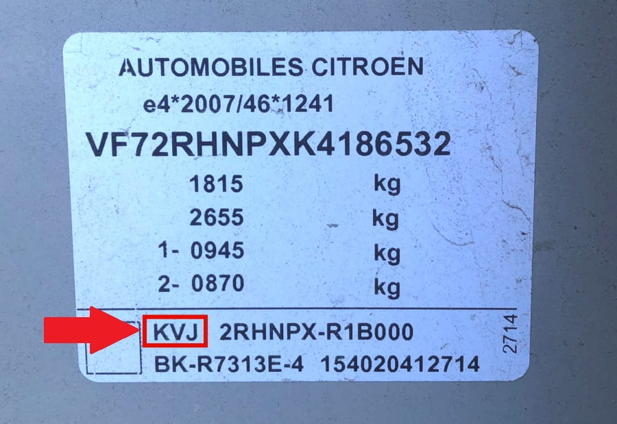 codigo de cor Citroen